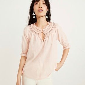 NWT Madewell Smocked Peasant Top size S